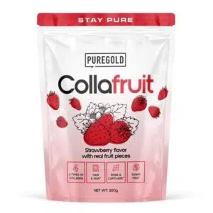 Pure Gold Collafruit Marha kollagén italpor gyümölcsdarabokkal (tasakos) - Strawberry (eper) 300g