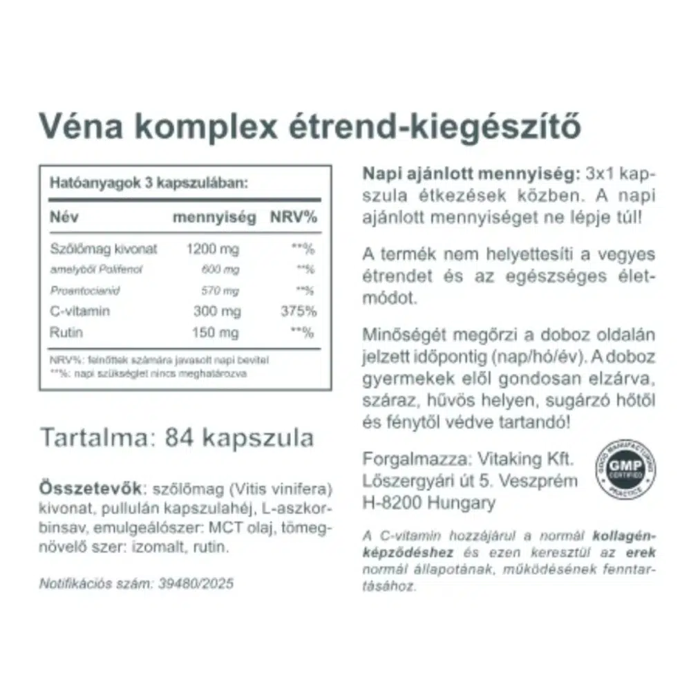Vitaking Véna Komplex kapszula - 84db - Image 2
