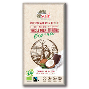 Chocolates Solé 39% Bio KÓKUSZOS Tejcsokoládé 100g