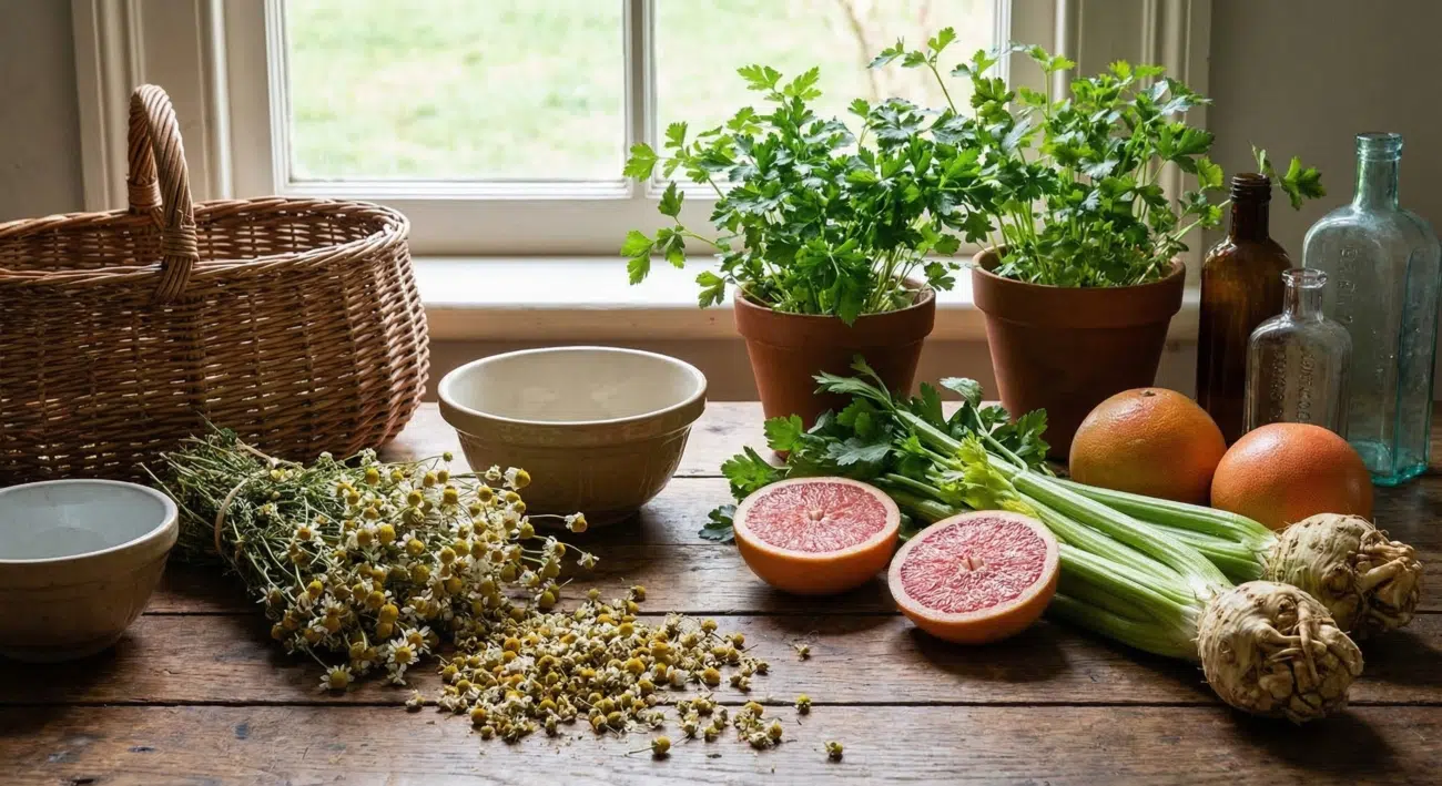 A kamilla hatóanyaga - az apigenin - megtalálható a petrezselyemben, a zellerben és a grapefruitban is