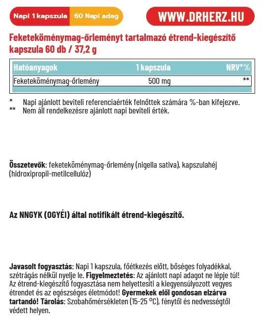Dr. Herz Feketeköménymag 500mg kapszula - 60db - Image 2