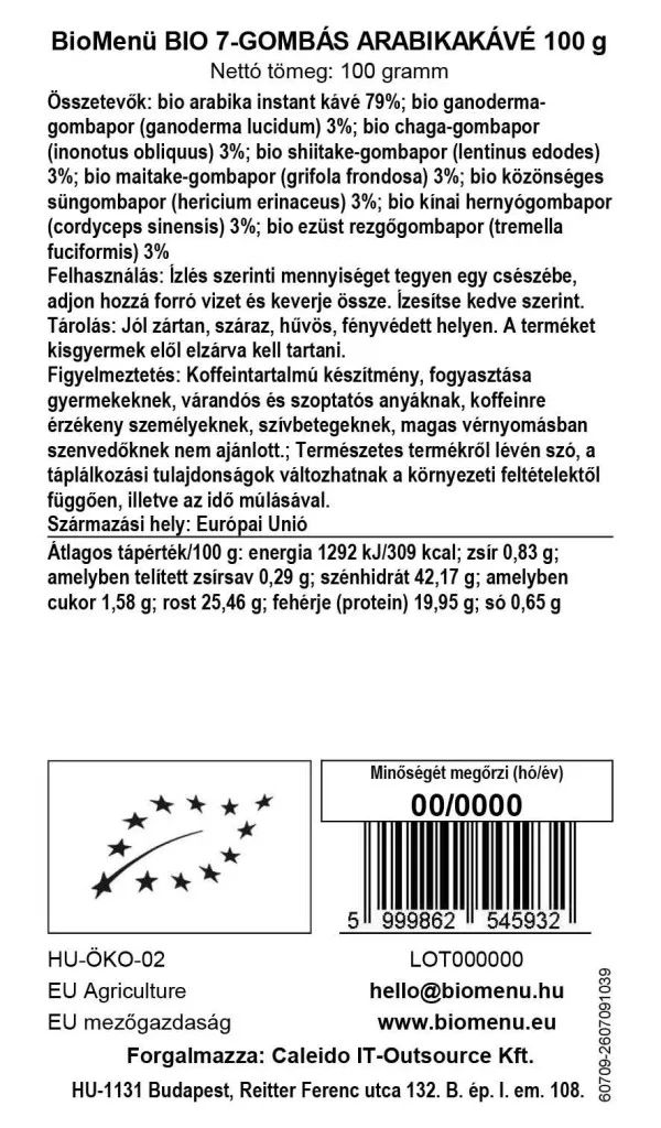 BioMenü bio 7-GOMBÁS Arabikakávé - 100g - Image 2