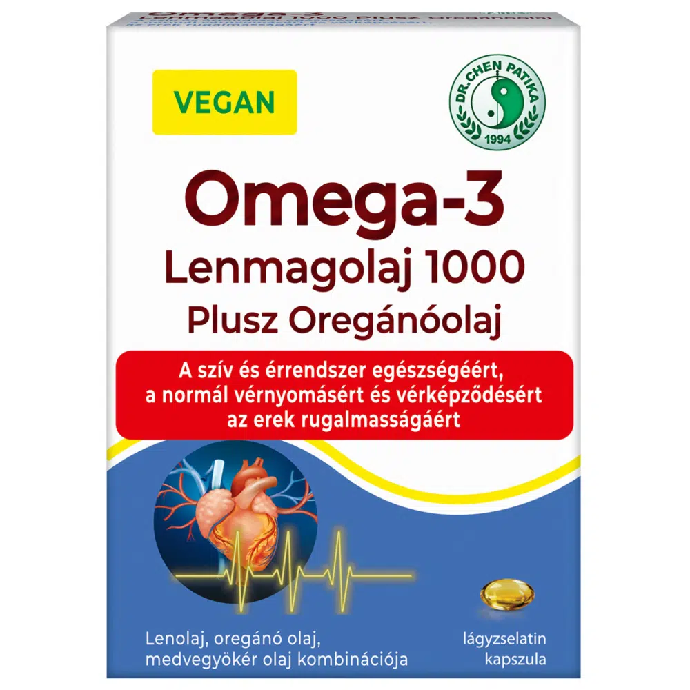 Dr. Chen Vegán Omega-3 Lenmagolaj 1000 Plusz Oregánóolaj kapszula - 30db