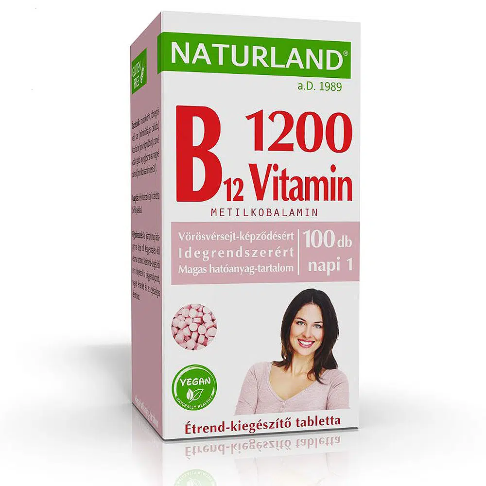 Naturland B12-vitamin 1200 µg tabletta - 100db